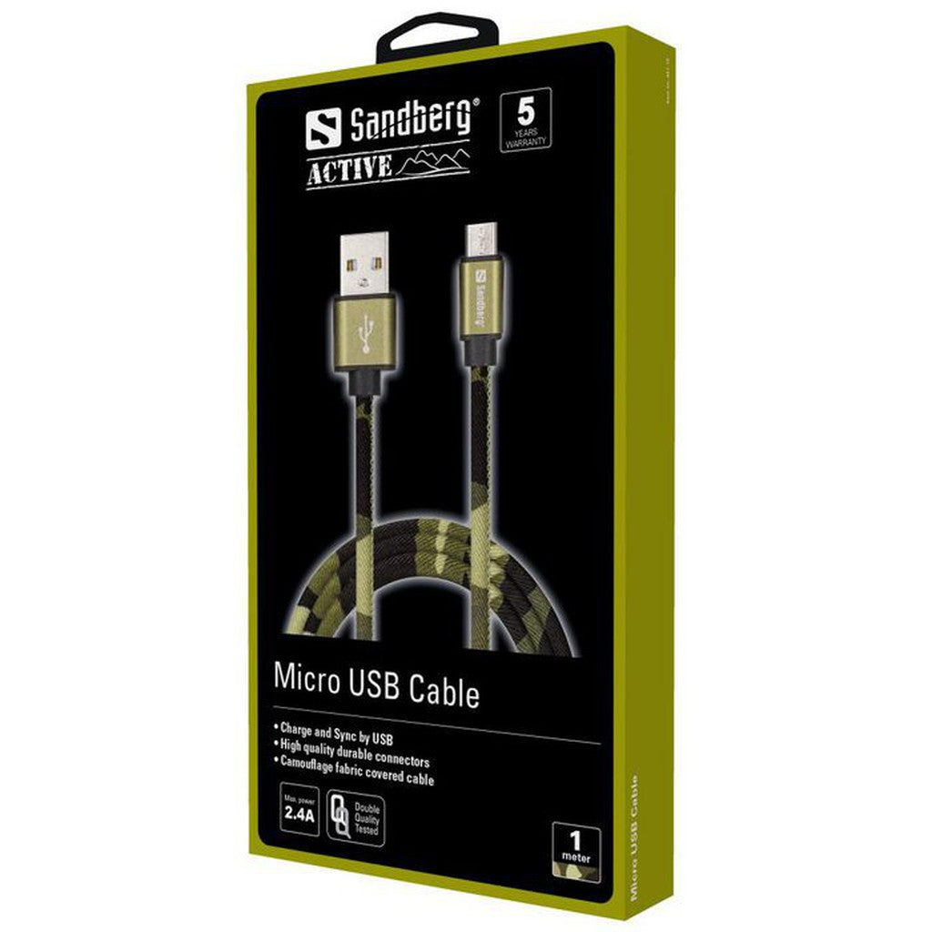 Sandberg Active Micro-USB Cable 1M -latauskaapeli - Lisätarvikkeet - - Handle It Store - Käytetyt iPhonet edullisesti verkkokaupasta