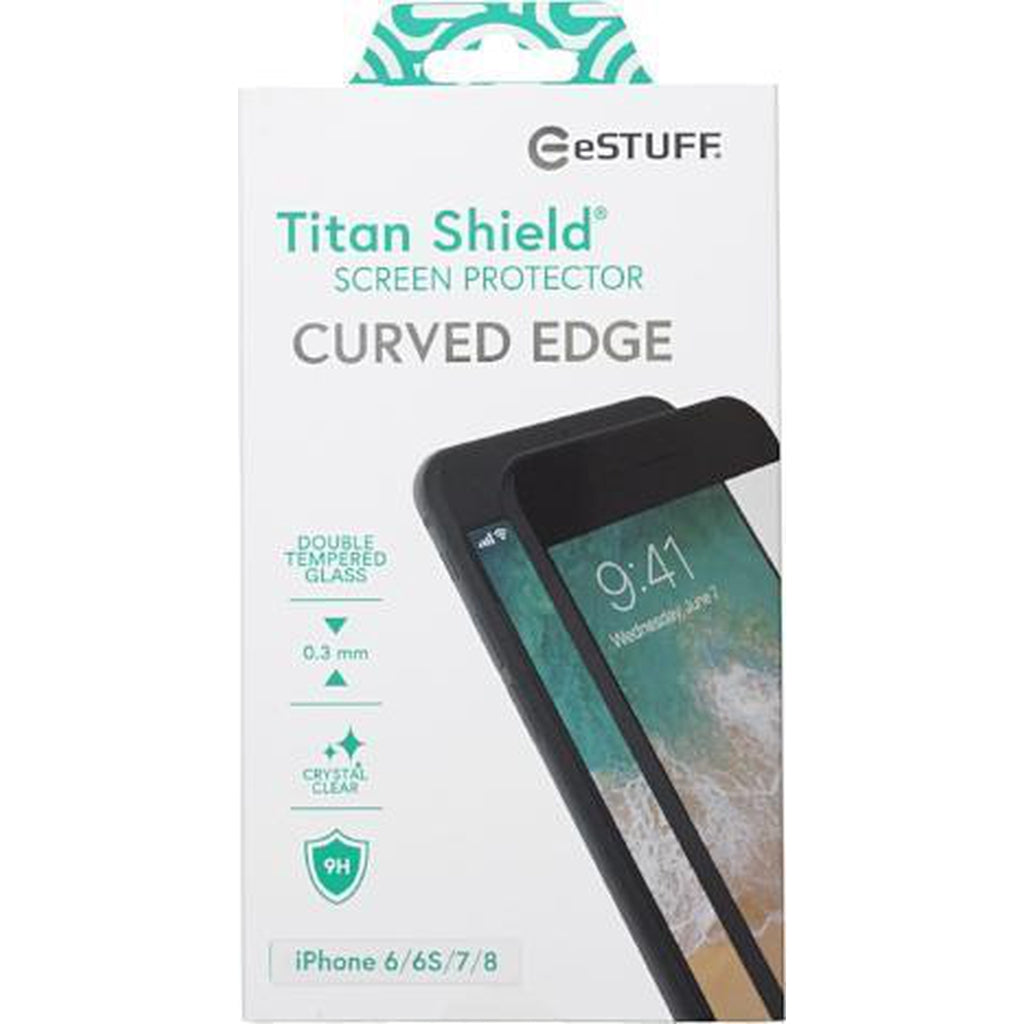 eSTUFF Apple iPhone 6/6S/7/8 Curved Edge Black Suojalasi-Handle It Online Store