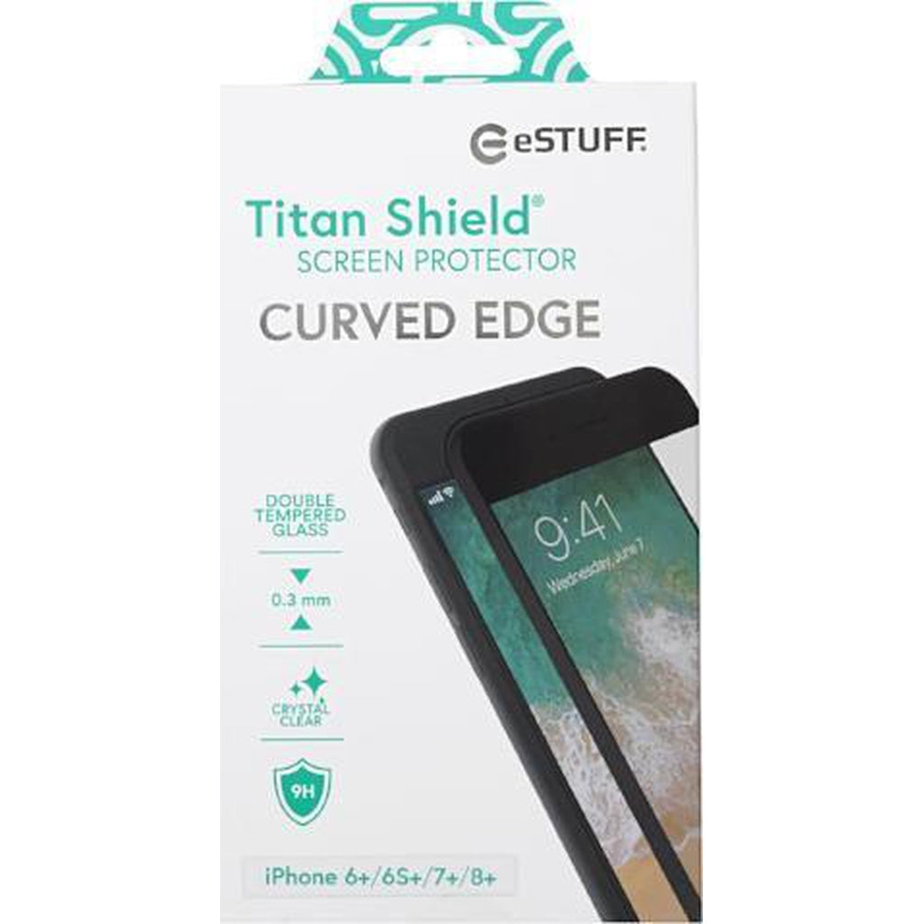 eSTUFF Apple iPhone 6+/6S+/7+/8+ Curved Edge Black Suojalasi-Handle It Online Store