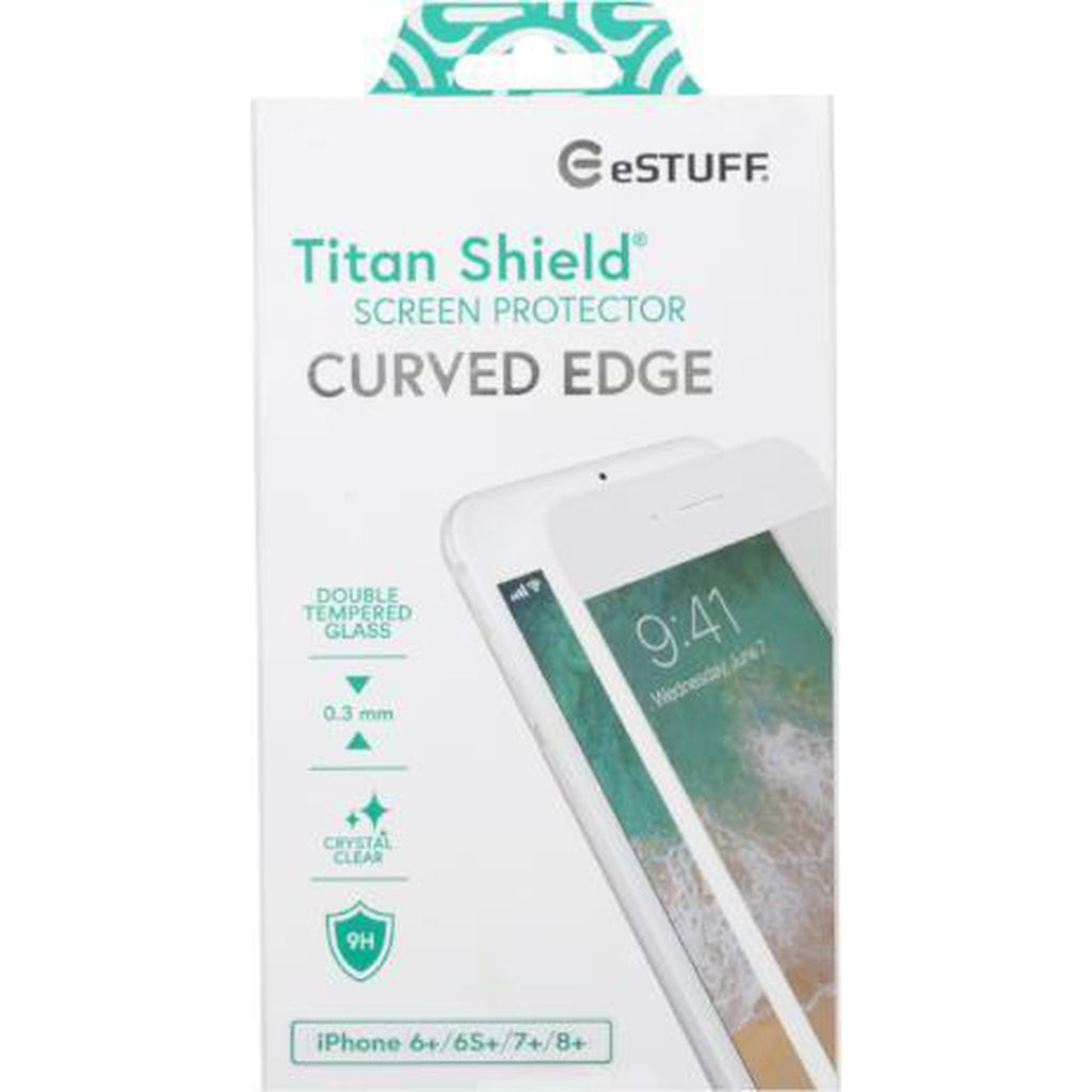 eSTUFF Apple iPhone 6+/6S+/7+/8+ Curved Edge White Suojalasi-Handle It Online Store