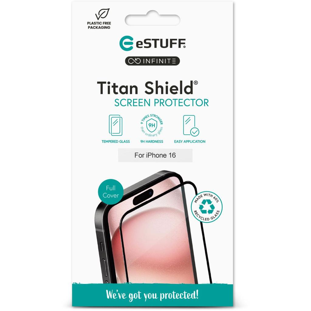 eSTUFF Apple iPhone 16 Full Cover Suojalasi - Lisätarvikkeet - - Handle It Store - Käytetyt iPhonet edullisesti verkkokaupasta