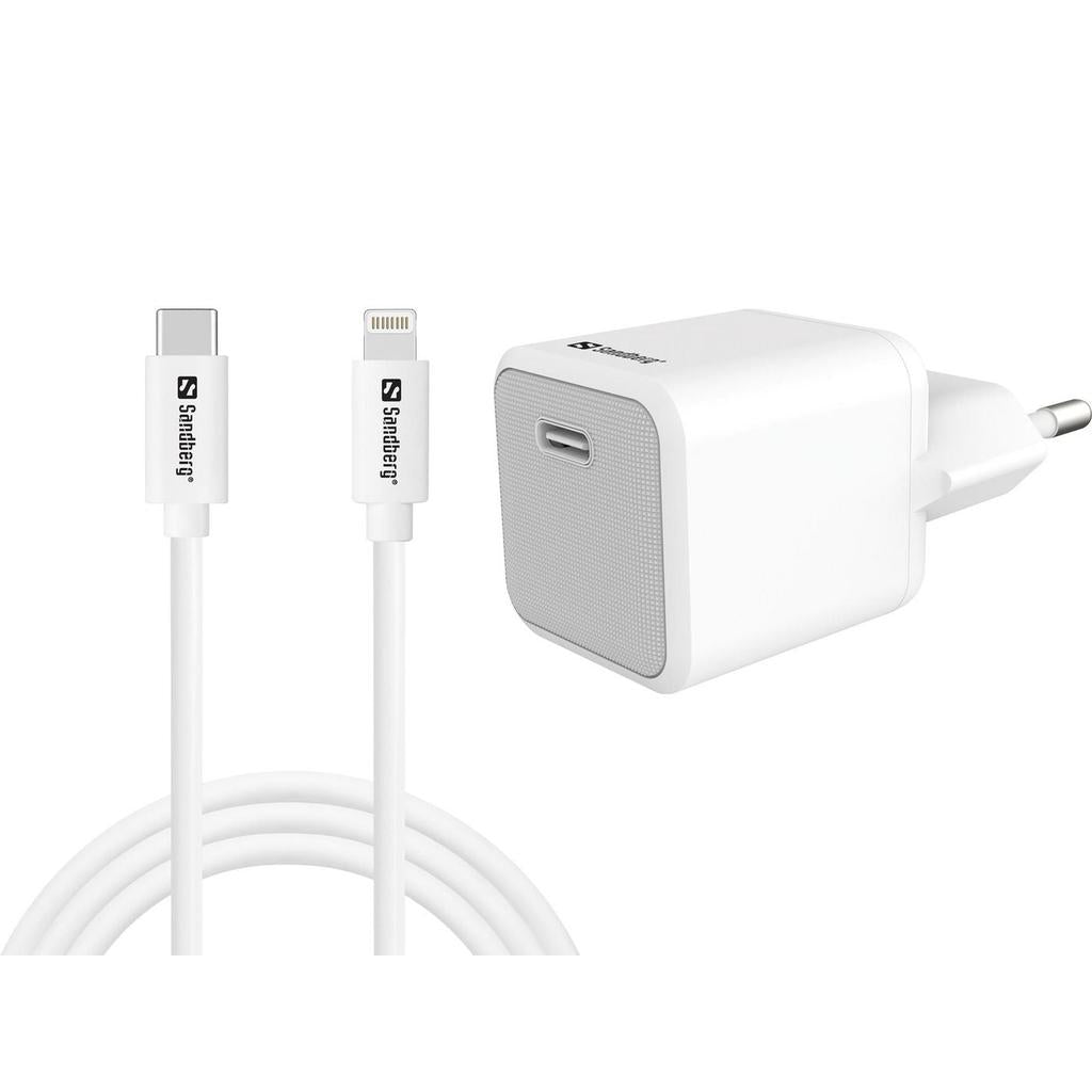 Sandberg USB-C 20W Laturi ja Lightning Johto 1M - Lisätarvikkeet - - Handle It Store - Käytetyt iPhonet edullisesti verkkokaupasta