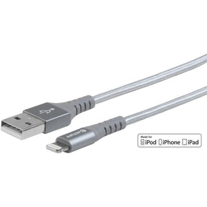 eSTUFF Lightning Cable MFI 2m Grey Nylon USB -kaapeli - Lisätarvikkeet - - Handle It Store - Käytetyt iPhonet edullisesti verkkokaupasta