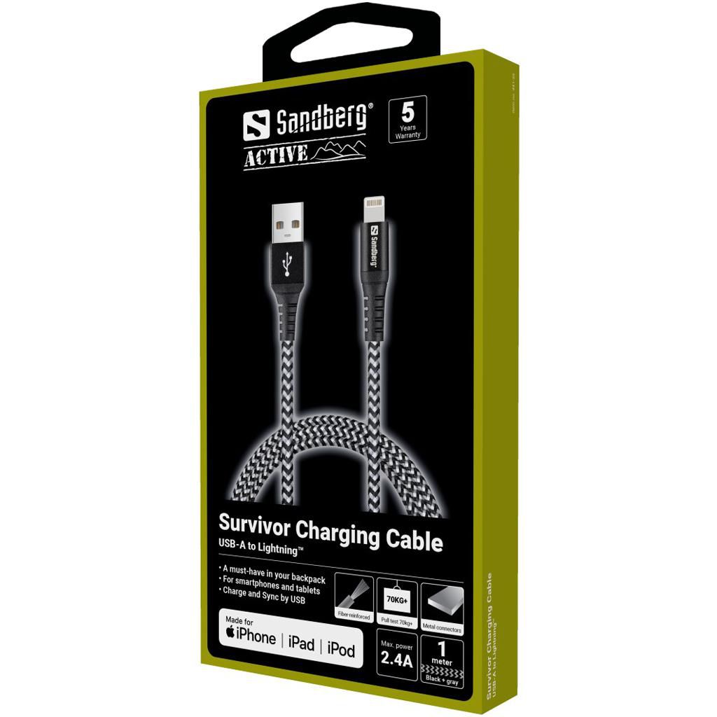 Sandberg Survivor Lightning Cable 1M -kaapeli - Lisätarvikkeet - - Handle It Store - Käytetyt iPhonet edullisesti verkkokaupasta