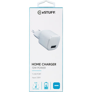 eSTUFF Home Charger 1 USB 2,4A, 12W Seinälaturi - Lisätarvikkeet - - Handle It Store - Käytetyt iPhonet edullisesti verkkokaupasta