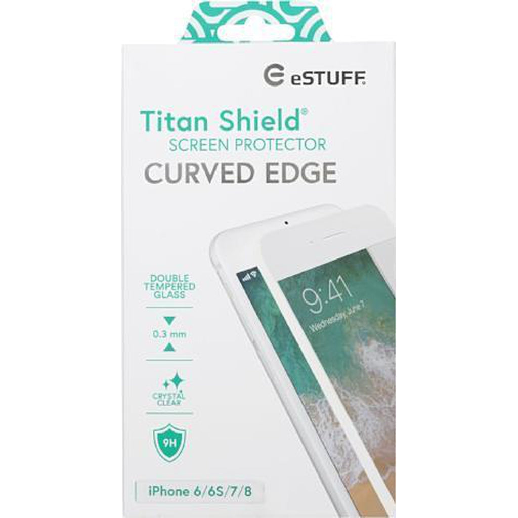 eSTUFF Apple iPhone 6/6S/7/8 Curved Edge White Suojalasi-Handle It Online Store